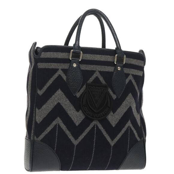 LOUIS VUITTON Covervale Hand Bag Wool Navy M95241 - Picture 1 of 16